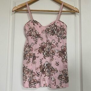 Aritzia Talula Pink Bustier Floral Tank Top Size S